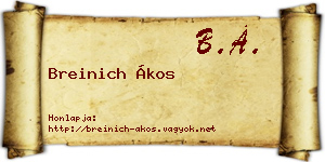 Breinich Ákos névjegykártya